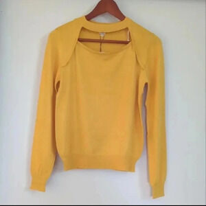 🌴2/$25🌴UNIQ | Mustard Yellow Lightweight Stretchy Cutout Sweater Size Small
